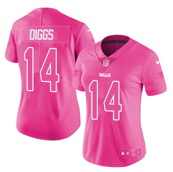 Women's Buffalo Bills #14 Stefon Diggs Pink Vapor Untouchable Football Stitched Jersey(Run Small)